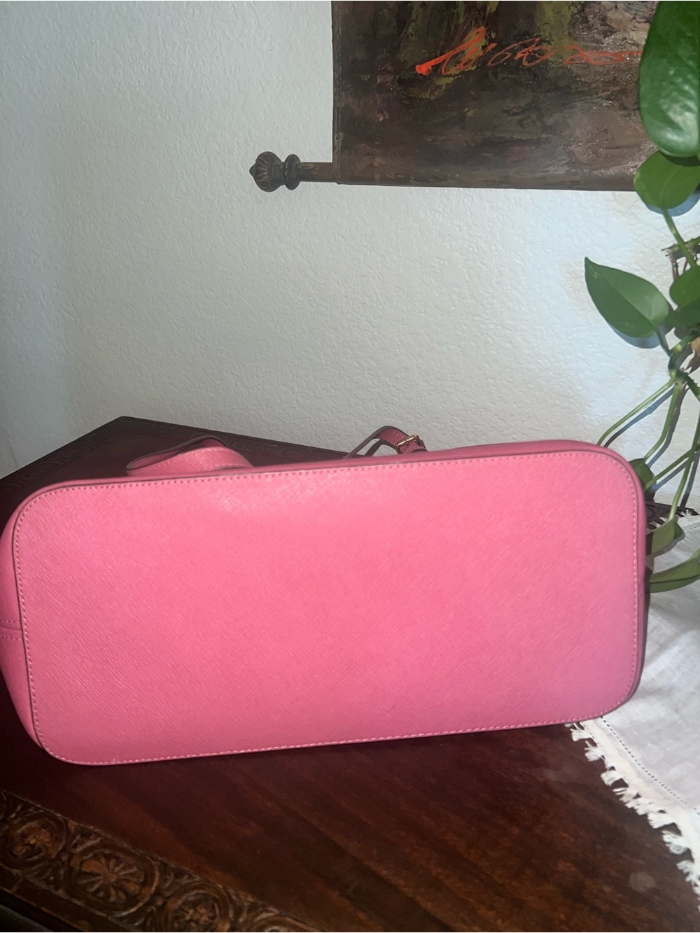Michael Kors Pink Saffiano Tote with Gold MK Charm Mauve Pink - Picture 3 of 8